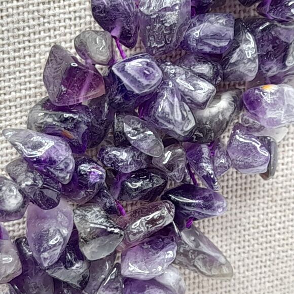 Purple Amethyst Chip Gemstone Collar Necklace, February Birthstone, 19" - Picture 6 of 10